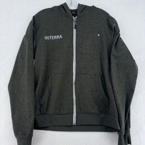doTERRA Women Zip Up Hoodie Jacket Olive Green Heathered Performance Size M
